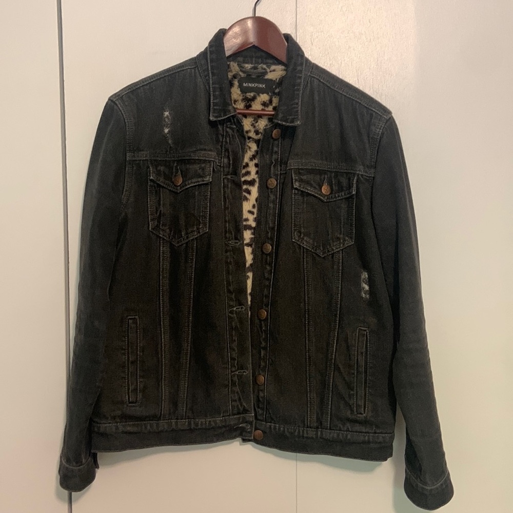Distressed Black Denim Jacket - Super cozy faux-fur lined!